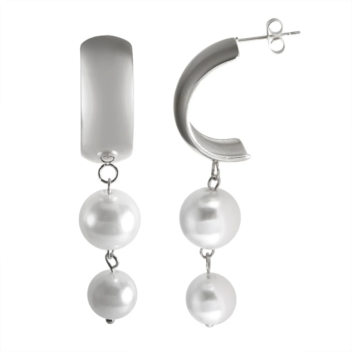 Dangle Earrings with Silver Pearls