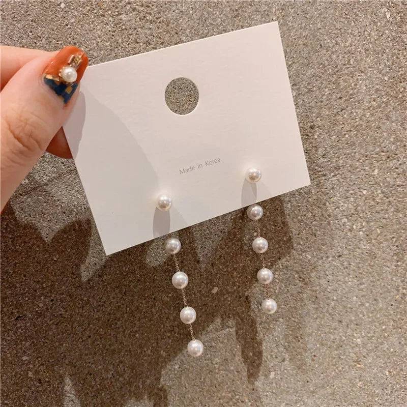 Drop Earrings with White Pearls