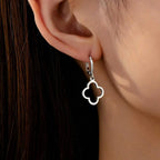 4-Leaf Clover Dangle Earrings silver