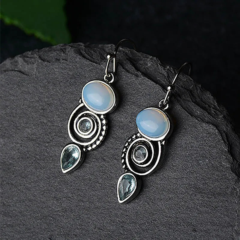 Drop Earrings with Moonstone Zircon