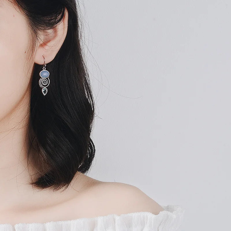 Drop Earrings with Moonstone Zircon