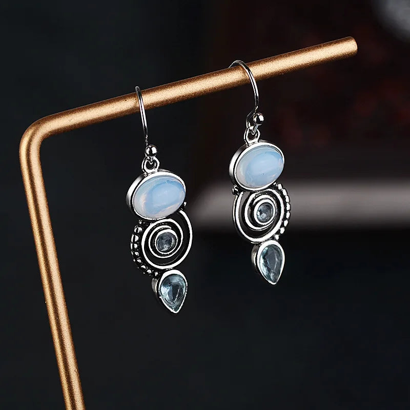 Drop Earrings with Moonstone Zircon