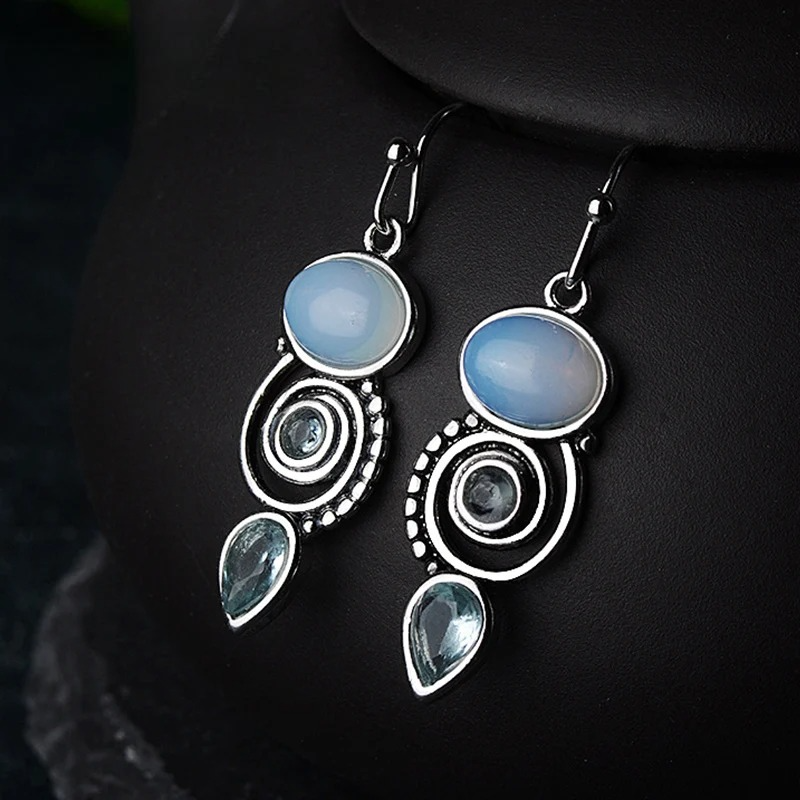 Drop Earrings with Moonstone Zircon