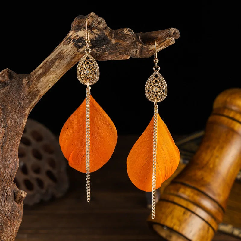 Bohemian Feather Drop Earrings 8