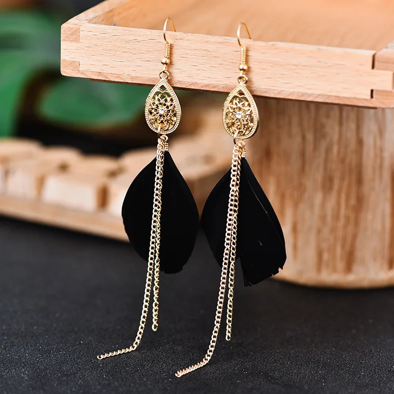 Bohemian Feather Drop Earrings 3