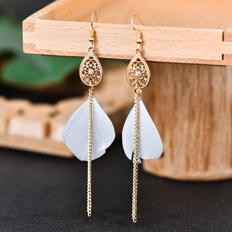 Bohemian Feather Drop Earrings 5