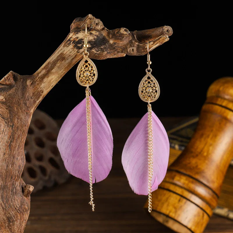 Bohemian Feather Drop Earrings 9
