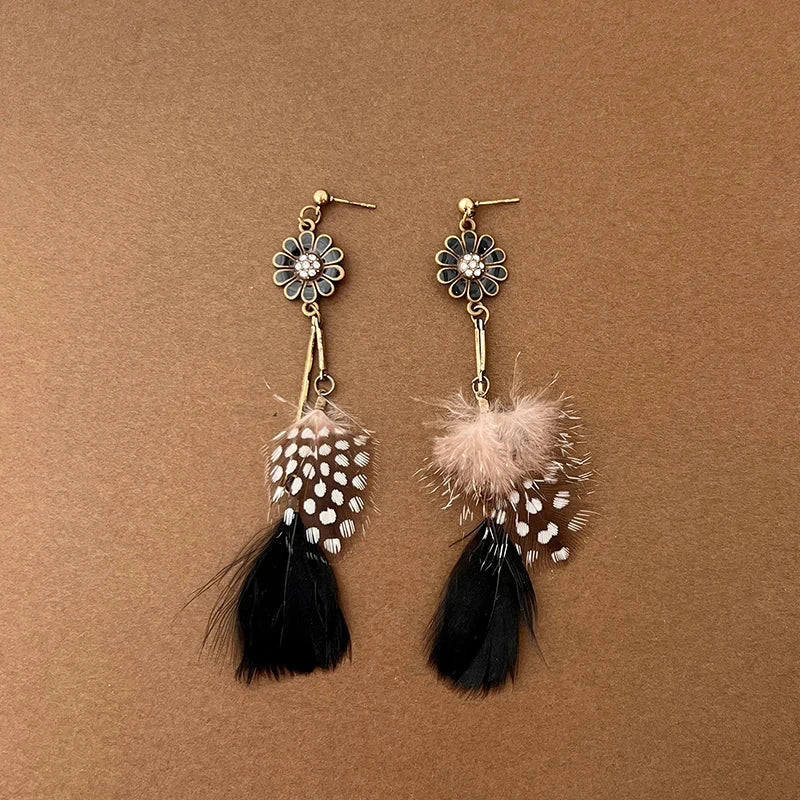 Bohemian Feather Drop Earrings 1