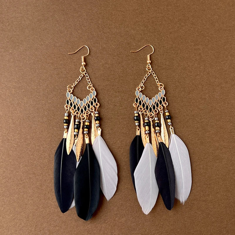 Bohemian Feather Drop Earrings 2