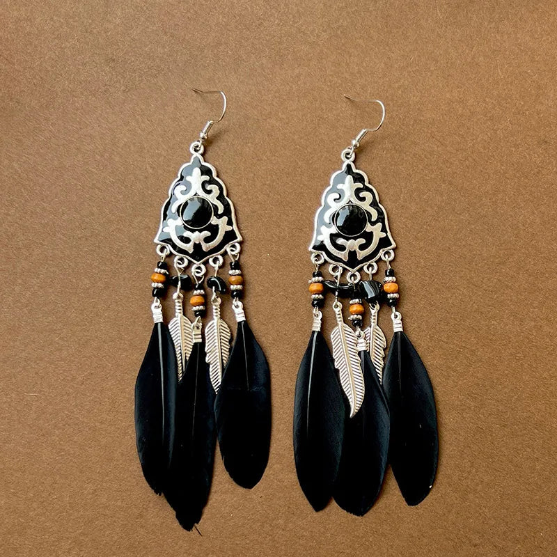 Bohemian Feather Drop Earrings 5