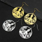 Buddha and Lotus Flower Dangle Earrings Gold