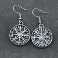 Viking Vegvisir Compass Dangle Earrings