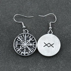 Viking Vegvisir Compass Dangle Earrings 