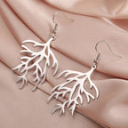 Coral Branch Dangle Earrings in silver