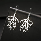 Coral Branch Dangle Earrings in silver