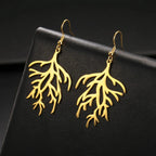 Coral Branch Dangle Earrings in gold