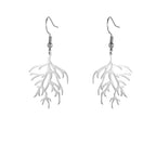 Coral Branch Dangle Earrings in silver