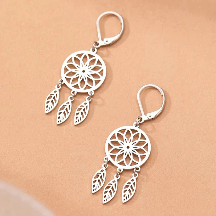 Silver Dreamcatcher Dangle Earrings