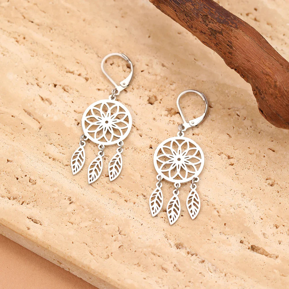 Silver Dreamcatcher Dangle Earrings
