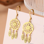 Gold Dreamcatcher Dangle Earrings