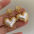 Women's Heart Drop Earrings in Gold