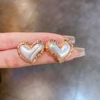 Women's Heart Drop Earrings in Gold