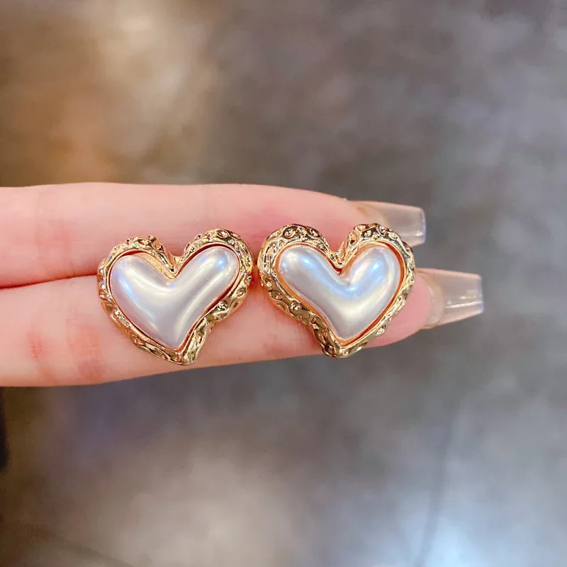 Women's Heart Drop Earrings in Gold