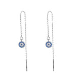 Blue Turkish Crystal Evil Eye Long Earrings