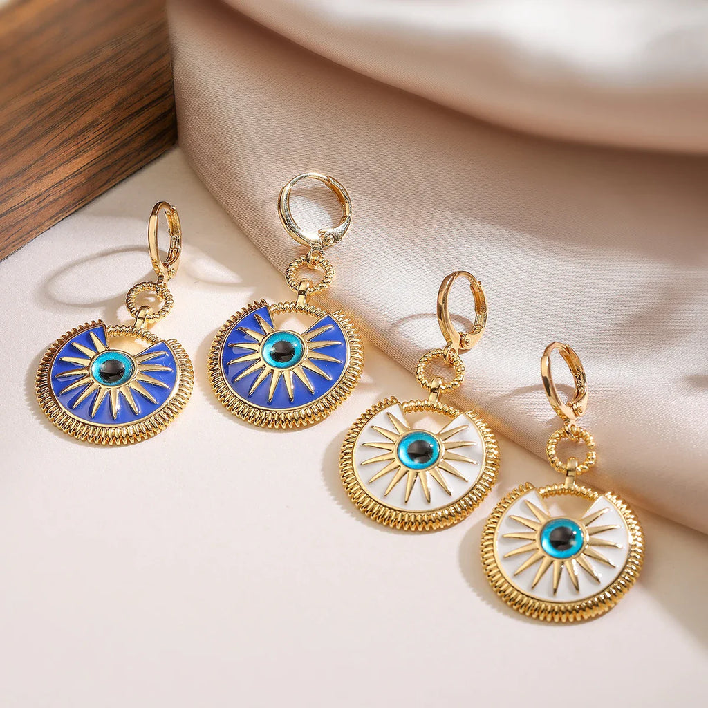Women's Evil Eye Dangle Earrings white