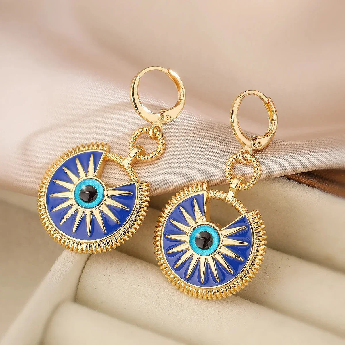 Women's Evil Eye Dangle Earrings blue