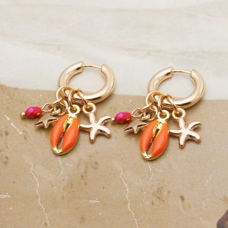 Cowrie Shell Dangle Earrings 