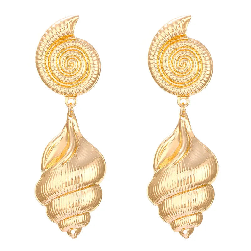 Shell, Conch and Spiral Dangle Earrings