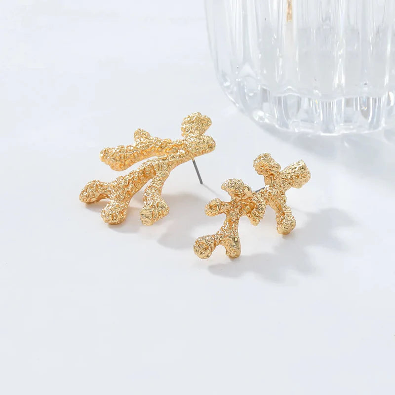 Gold or Silver Coral Drop Earrings gold