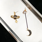 Moon Crescent and Stars Dangle Earrings