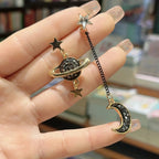 Moon Crescent and Stars Dangle Earrings