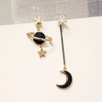 Moon Crescent and Stars Dangle Earrings