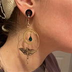 Moon Crescent and Moth Dangle Earrings