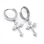 Dangle Christian Cross Zircon Earrings