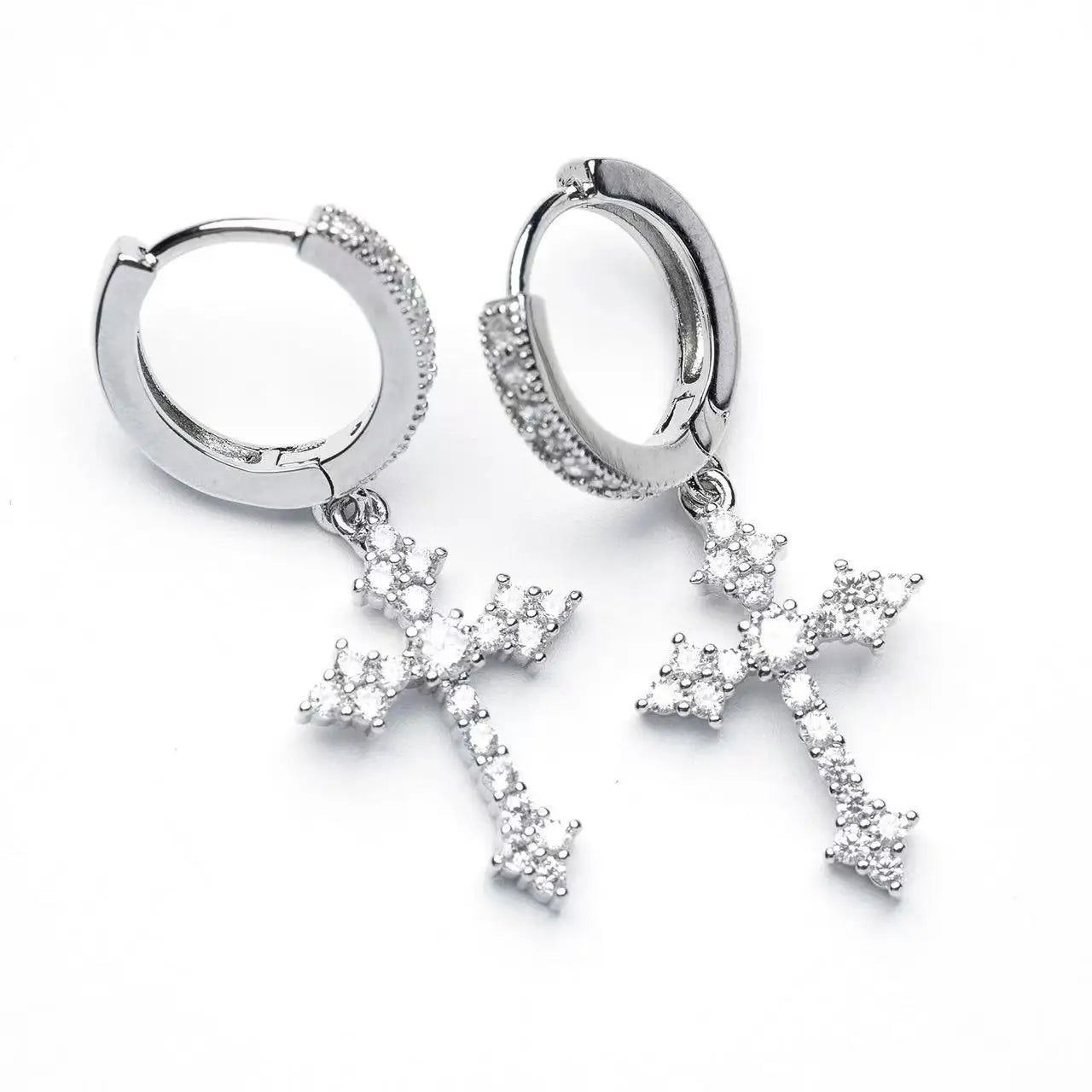 Dangle Christian Cross Zircon Earrings