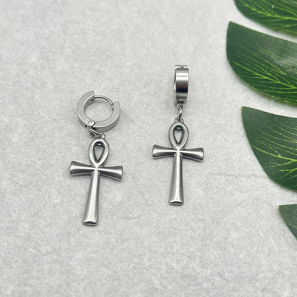 Ankh Cross Dangle Earrings 1