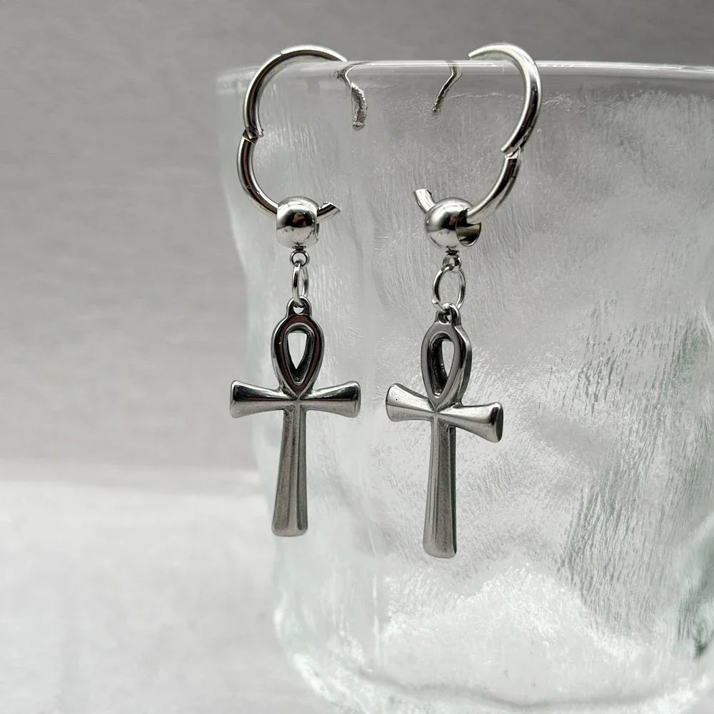 Ankh Cross Dangle Earrings 2
