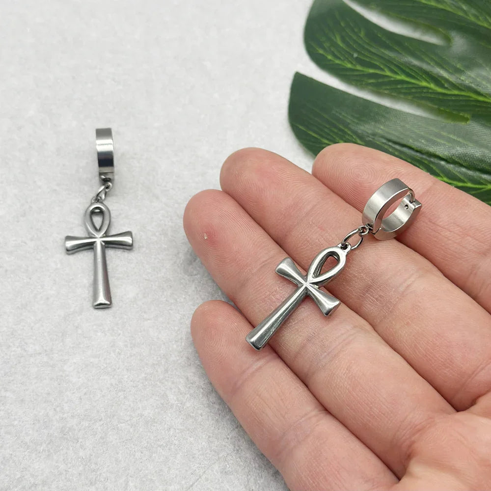 Ankh Cross Dangle Earrings 1