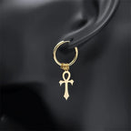 Ankh Cross Drop Earrings for Men or Women gold