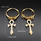 Ankh Cross Drop Earrings for Men or Women