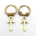 Ankh Cross Drop Earrings for Men or Women gold