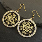 Metatron Cube Dangle Earrings gold