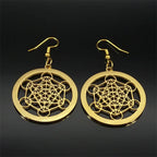 Metatron Cube Dangle Earrings gold
