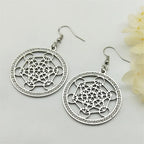 Metatron Cube Dangle Earrings silver