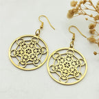 Metatron Cube Drop Earrings gold