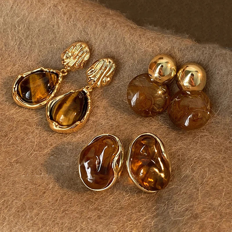 Tiger Eye Protection Dangle Earrings